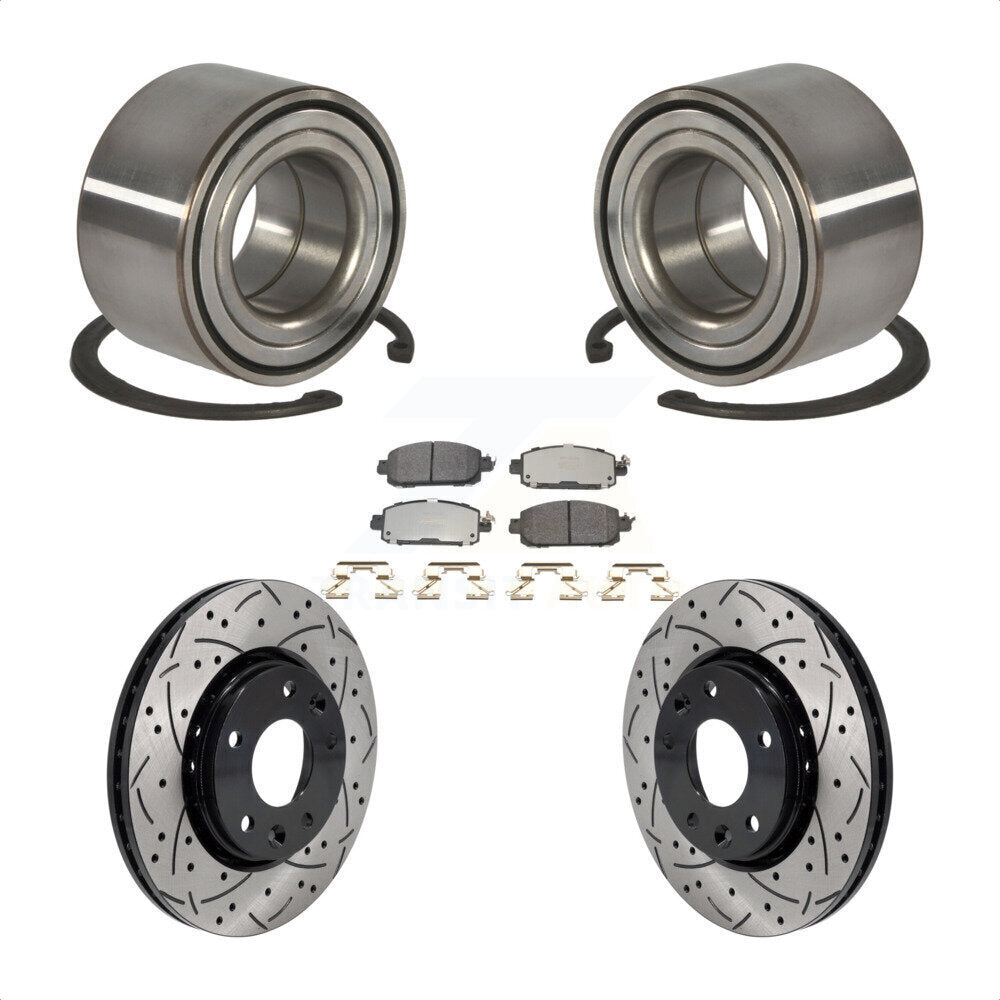 Front Wheel Bearing Coated Drilled Slotted Disc Brake Rotor And Pads Kit For Nissan Kicks KBB-129793