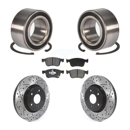 Front Wheel Bearing Coated Drilled Slotted Disc Brake Rotor And Pads Kit For Honda Accord KBB-129797