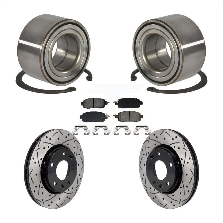 Front Wheel Bearing Coated Drilled Slotted Disc Brake Rotor And Pads Kit For Nissan Kicks KBB-129799