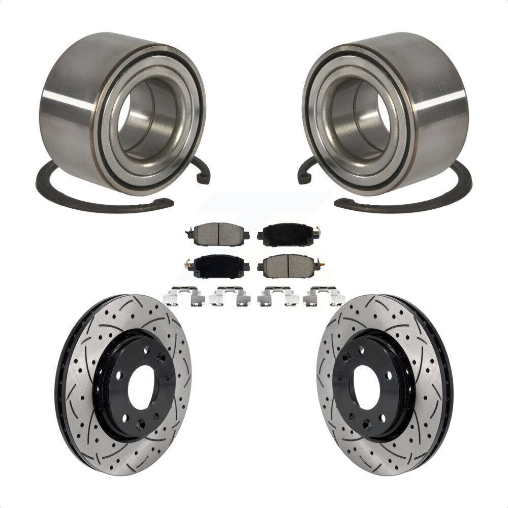 Front Wheel Bearing Coated Drilled Slotted Disc Brake Rotor And Pads Kit For Nissan Kicks KBB-129801