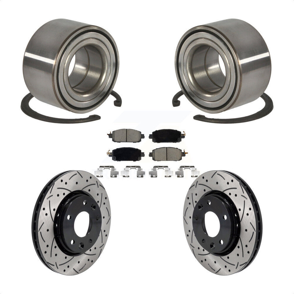 Front Wheel Bearing Coated Drilled Slotted Disc Brake Rotor And Pads Kit For Nissan Kicks KBB-129801