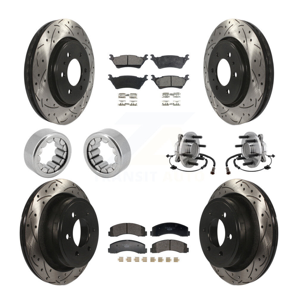 Front Rear Hub Bearing Coat Brake Rotor Pads Shoe Kit (10Pc) For 2018-2020 Ford F-150 RWD KBB-129807