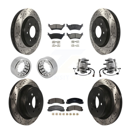 Front Rear Hub Bearing Coat Brake Rotor Pads Shoe Kit (10Pc) For 2018-2020 Ford F-150 RWD KBB-129807