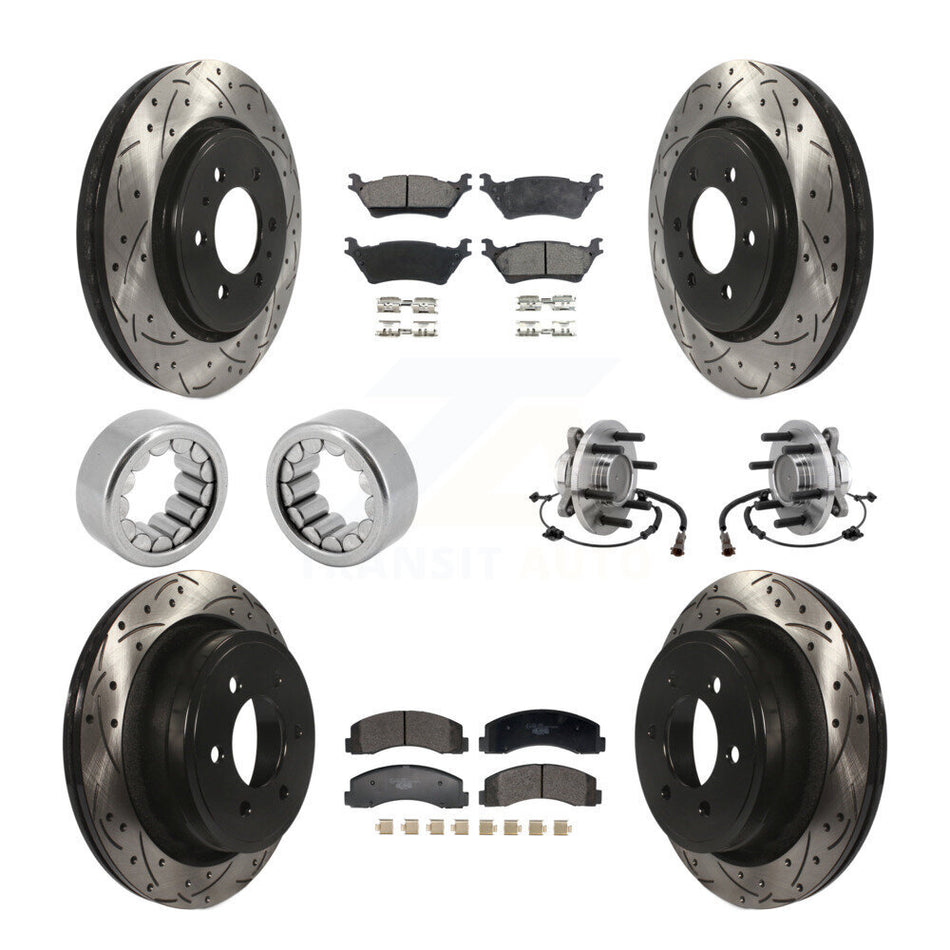 Front Rear Hub Bearing Coat Brake Rotor Pads Shoe Kit (10Pc) For 2018-2020 Ford F-150 RWD KBB-129807