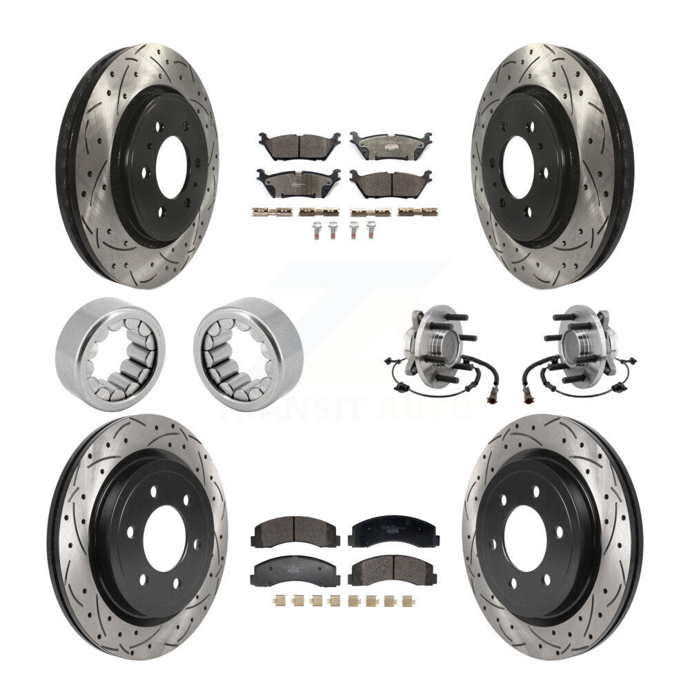 Front Rear Hub Bearing Coat Brake Rotor Pads Shoe Kit (10Pc) For 2018-2020 Ford F-150 RWD KBB-129808