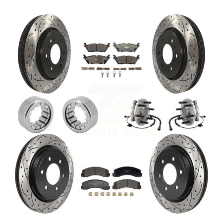 Front Rear Hub Bearing Coat Brake Rotor Pads Shoe Kit (10Pc) For 2018-2020 Ford F-150 RWD KBB-129808