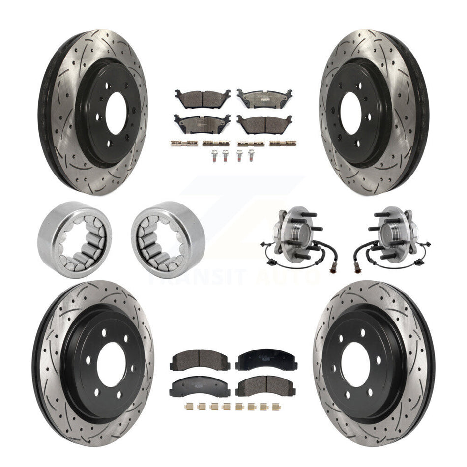 Front Rear Hub Bearing Coat Brake Rotor Pads Shoe Kit (10Pc) For 2018-2020 Ford F-150 RWD KBB-129808
