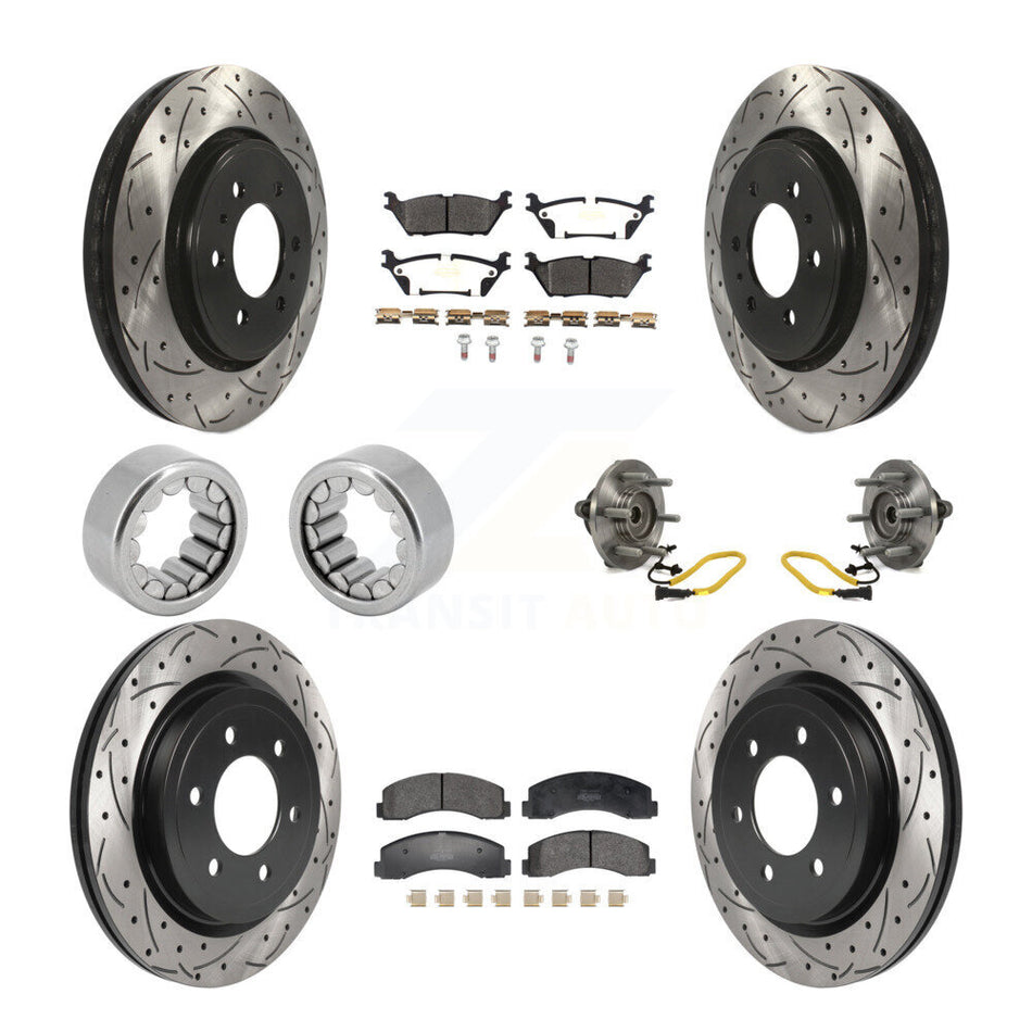 Front Rear Hub Bearings Coated Disc Brake Rotors And Pads Shoes Kit (10Pc) For Ford F-150 KBB-129810