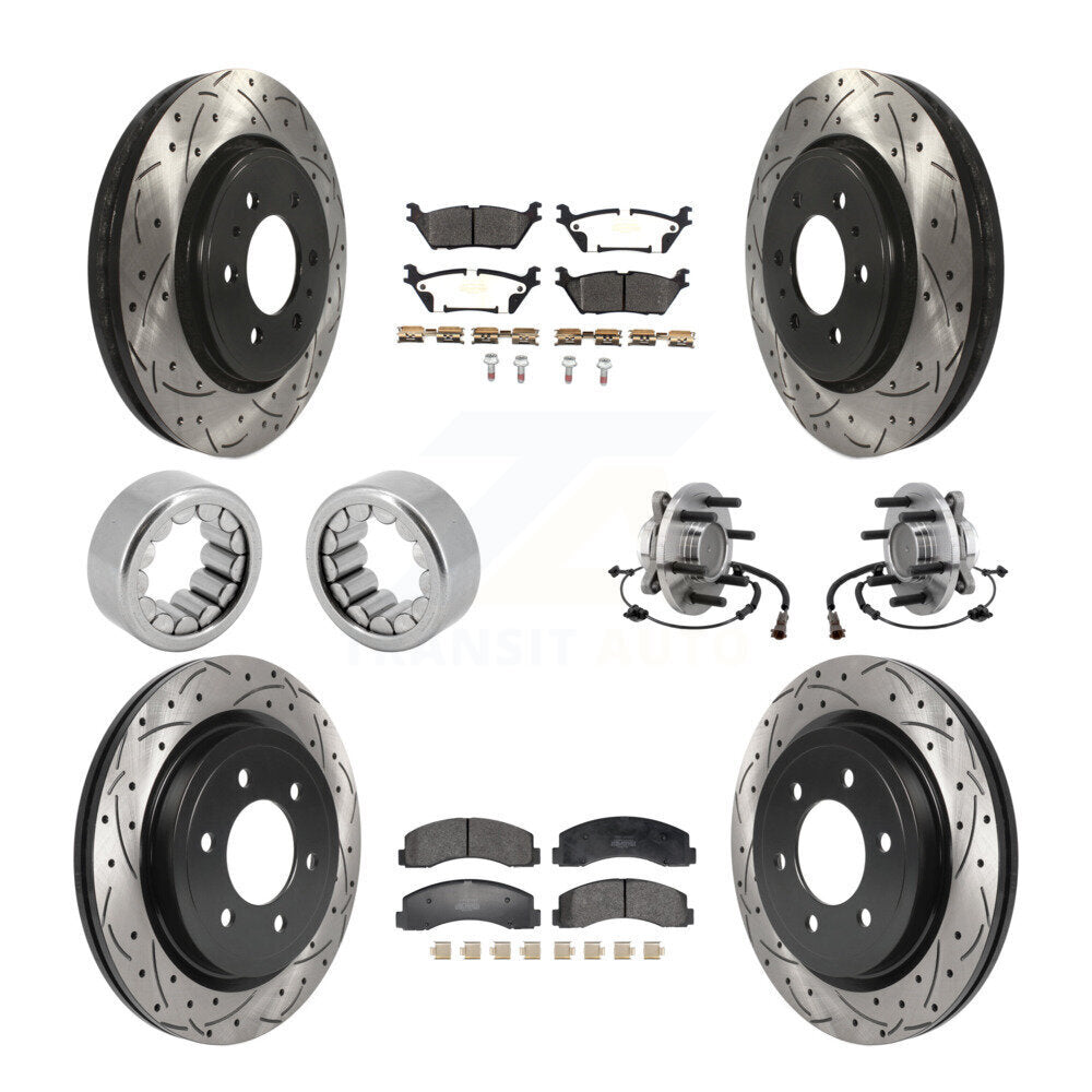 Front Rear Hub Bearing Coat Brake Rotor Pads Shoe Kit (10Pc) For 2018-2020 Ford F-150 RWD KBB-129811
