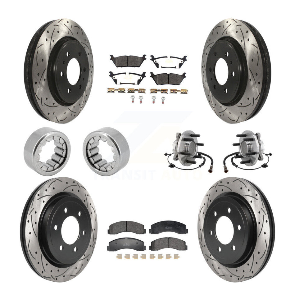 Front Rear Hub Bearing Coat Brake Rotor Pads Shoe Kit (10Pc) For 2018-2020 Ford F-150 RWD KBB-129811