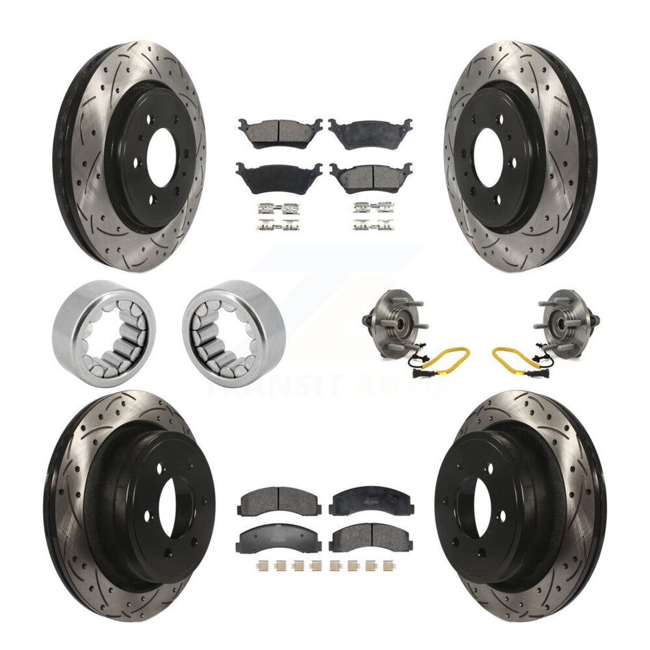 Front Rear Hub Bearings Coated Disc Brake Rotors And Pads Shoes Kit (10Pc) For Ford F-150 KBB-129812