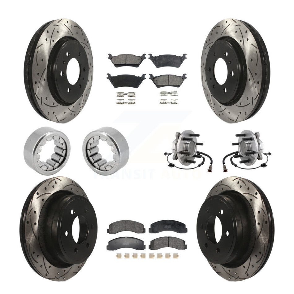 Front Rear Hub Bearing Coat Brake Rotor Pads Shoe Kit (10Pc) For 2018-2020 Ford F-150 RWD KBB-129813