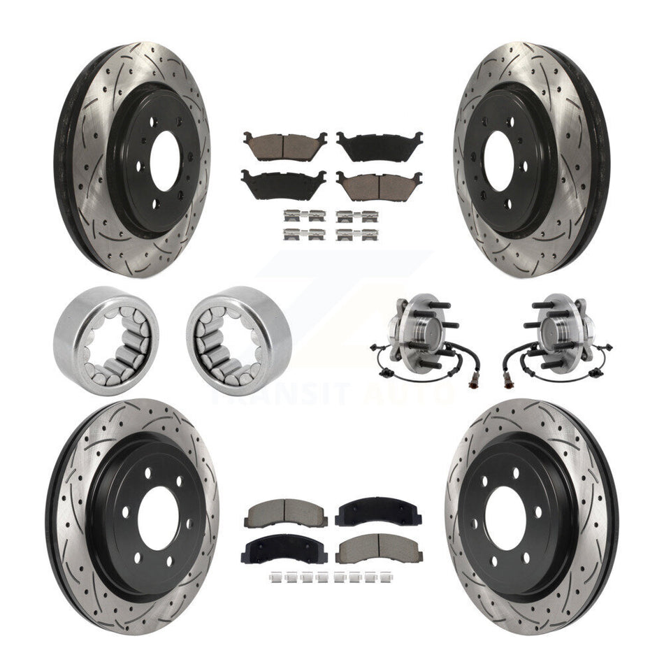 Front Rear Hub Bearing Coat Brake Rotor Pads Shoe Kit (10Pc) For 2018-2020 Ford F-150 RWD KBB-129816