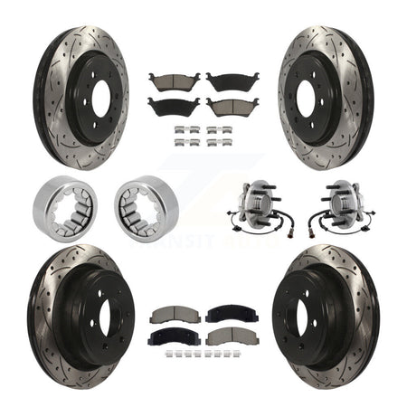 Front Rear Hub Bearing Coat Brake Rotor Pads Shoe Kit (10Pc) For 2018-2020 Ford F-150 RWD KBB-129817