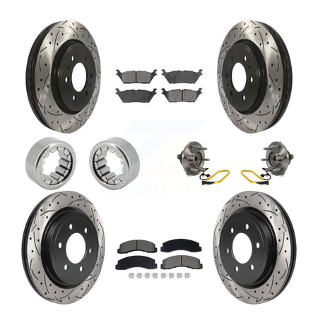 Front Rear Hub Bearings Coated Disc Brake Rotors And Pads Shoes Kit (10Pc) For Ford F-150 KBB-129820