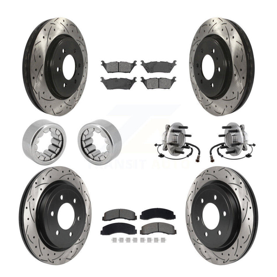 Front Rear Hub Bearing Coat Brake Rotor Pads Shoe Kit (10Pc) For 2018-2020 Ford F-150 RWD KBB-129822