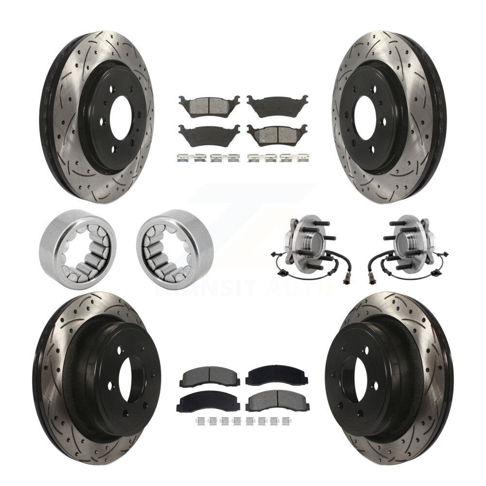 Front Rear Hub Bearing Coat Brake Rotor Pads Shoe Kit (10Pc) For 2018-2020 Ford F-150 RWD KBB-129823