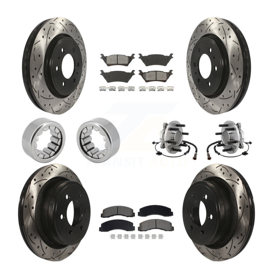 Front Rear Hub Bearing Coat Brake Rotor Pads Shoe Kit (10Pc) For 2018-2020 Ford F-150 RWD KBB-129823