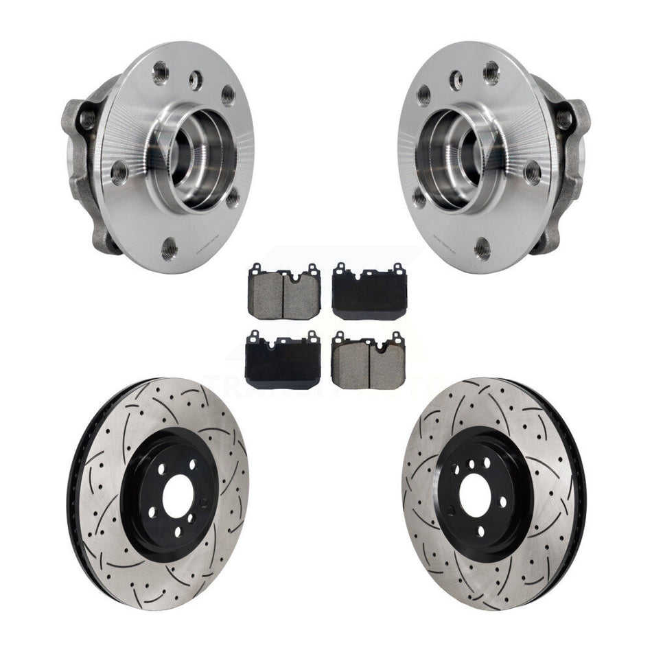 Front Hub Bearing Coated Drill Slot Brake Rotor Pad Kit For Mini Cooper Countryman BMW X2 KBB-129880