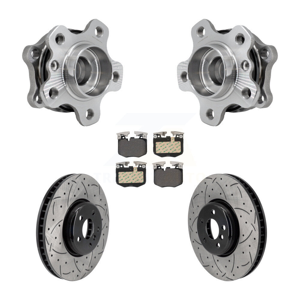 Front Hub Bearing Drill Slot Brake Rotor Pads Kit For BMW 330i xDrive 530i 330e 540i 430i KBB-129888