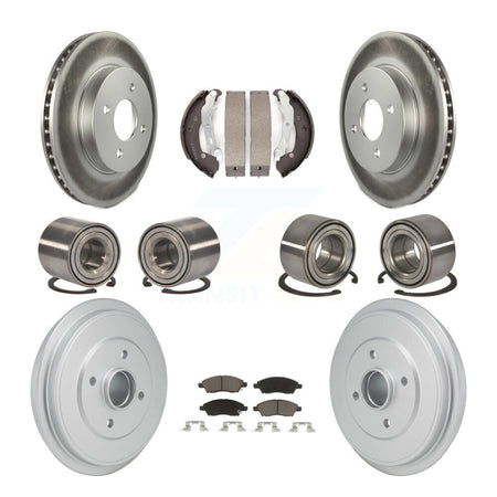 Front Rear Bearing Coated Brake Rotor And Pad Shoe Kit (10Pc) For Nissan Micra Versa Note KBB-129905