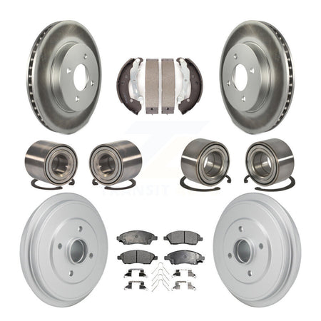 Front Rear Bearing Coated Brake Rotor And Pad Shoe Kit (10Pc) For Nissan Micra Versa Note KBB-129906