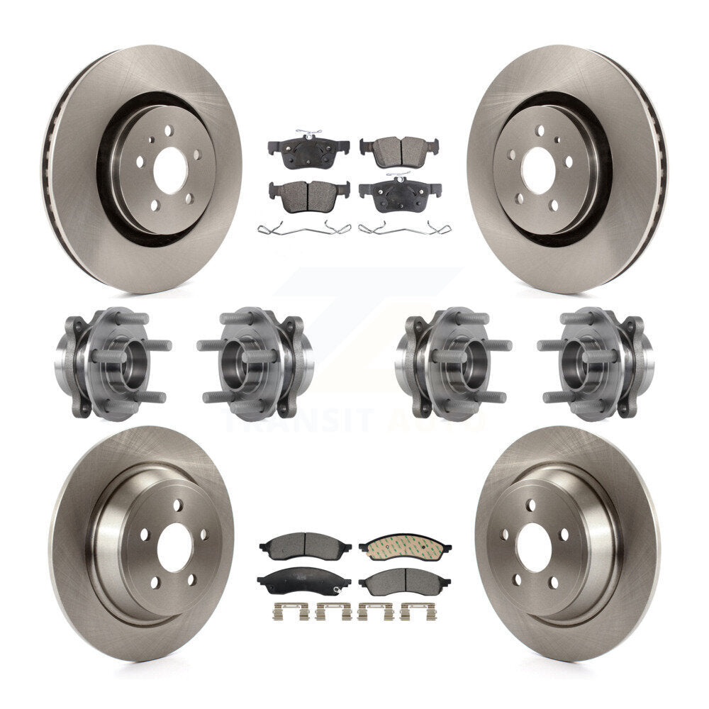 Front Rear Hub Bearing Disc Brake Rotor Pad Kit (10Pc) For 2022-2023 Lincoln Nautilus AWD KBB-129934