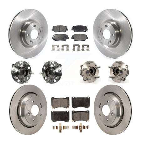 Front Rear Hub Bearing Disc Brake Rotor And Ceramic Pad Kit (10Pc) For 2011 Hyundai Equus KBB-129937
