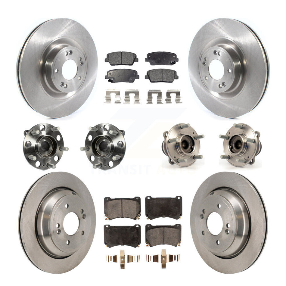 Front Rear Hub Bearing Disc Brake Rotor And Ceramic Pad Kit (10Pc) For 2011 Hyundai Equus KBB-129937
