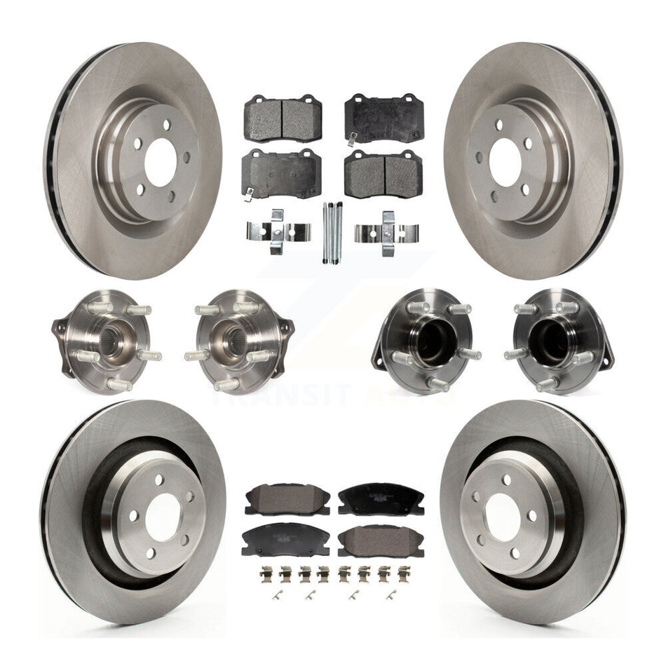 Front Rear Hub Bearings Disc Brake Rotors And Ceramic Pads Kit (10Pc) For Dodge Charger KBB-129948