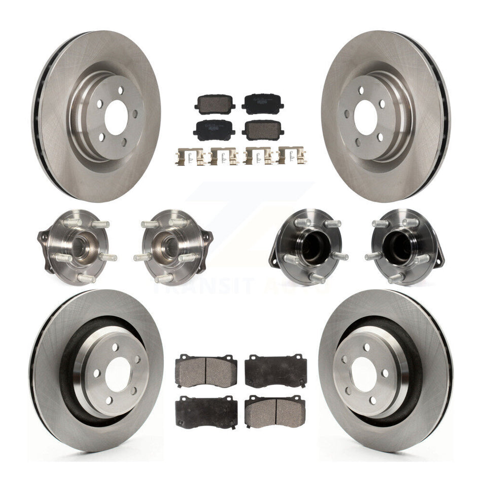 Front Rear Hub Bearings Disc Brake Rotors And Ceramic Pads Kit (10Pc) For Dodge Charger KBB-129949
