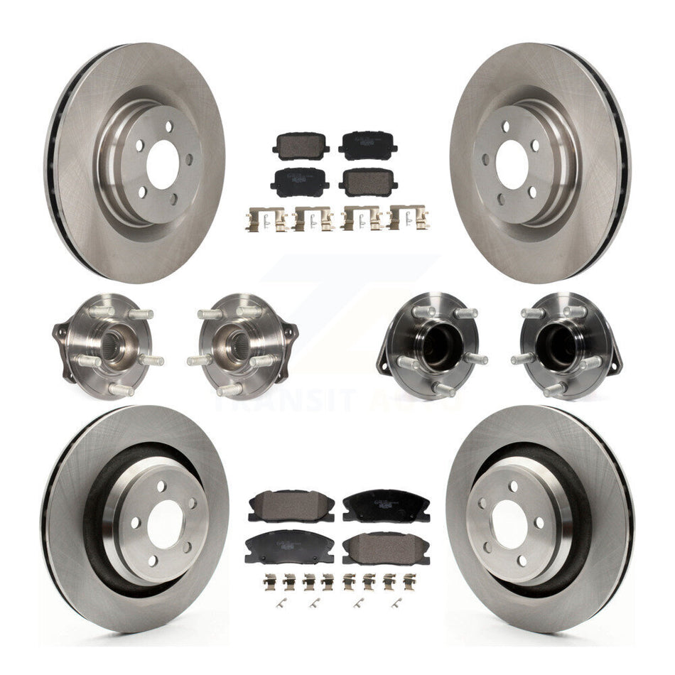Front Rear Hub Bearings Disc Brake Rotors And Ceramic Pads Kit (10Pc) For Dodge Charger KBB-129950