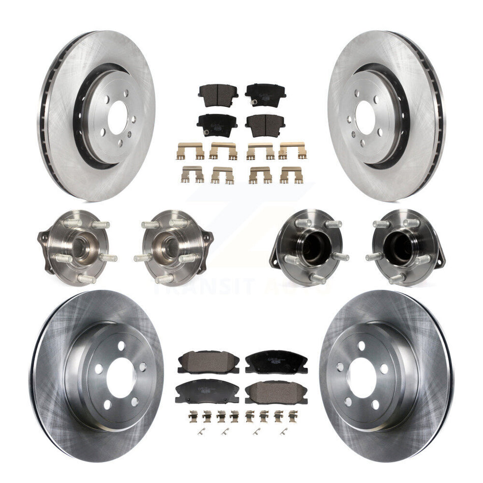 Front Rear Hub Bearing Brake Rotor & Pad Kit (10Pc) For 17-18 Dodge Charger RWD with 5.7L KBB-129952