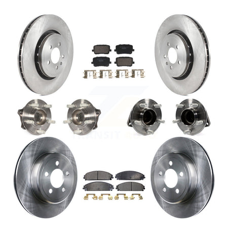 Front Rear Hub Bearing Brake Rotor & Pad Kit (10Pc) For 17-18 Dodge Charger RWD with 5.7L KBB-129954