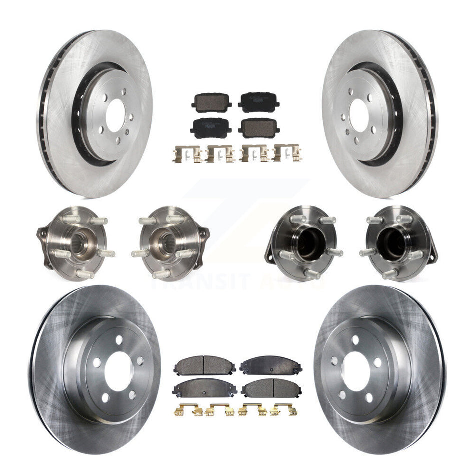 Front Rear Hub Bearing Brake Rotor & Pad Kit (10Pc) For 17-18 Dodge Charger RWD with 5.7L KBB-129954
