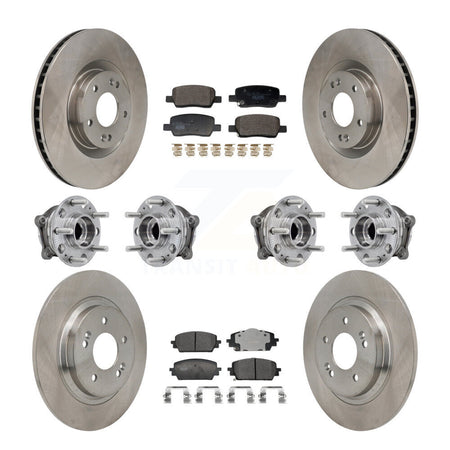 Front Rear Hub Bearing Disc Brake Rotor & Pad Kit (10Pc) For Hyundai Santa Fe Kia Sorento KBB-129963