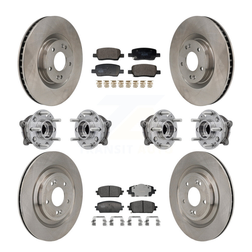 Front Rear Hub Bearing Disc Brake Rotor & Pad Kit (10Pc) For Hyundai Santa Fe Kia Sorento KBB-129964
