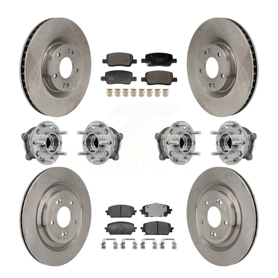 Front Rear Hub Bearing Disc Brake Rotor & Pad Kit (10Pc) For Hyundai Santa Fe Kia Sorento KBB-129964
