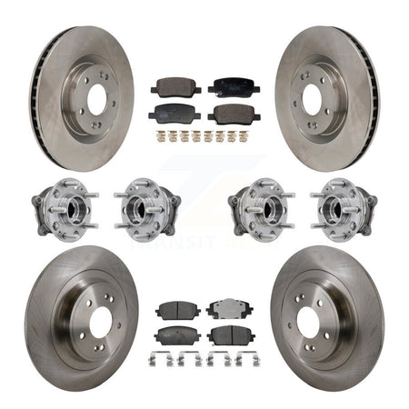 Front Rear Hub Bearing Brake Rotor & Pads Kit (10Pc) For 2022-2024 Hyundai Santa Cruz AWD KBB-129965