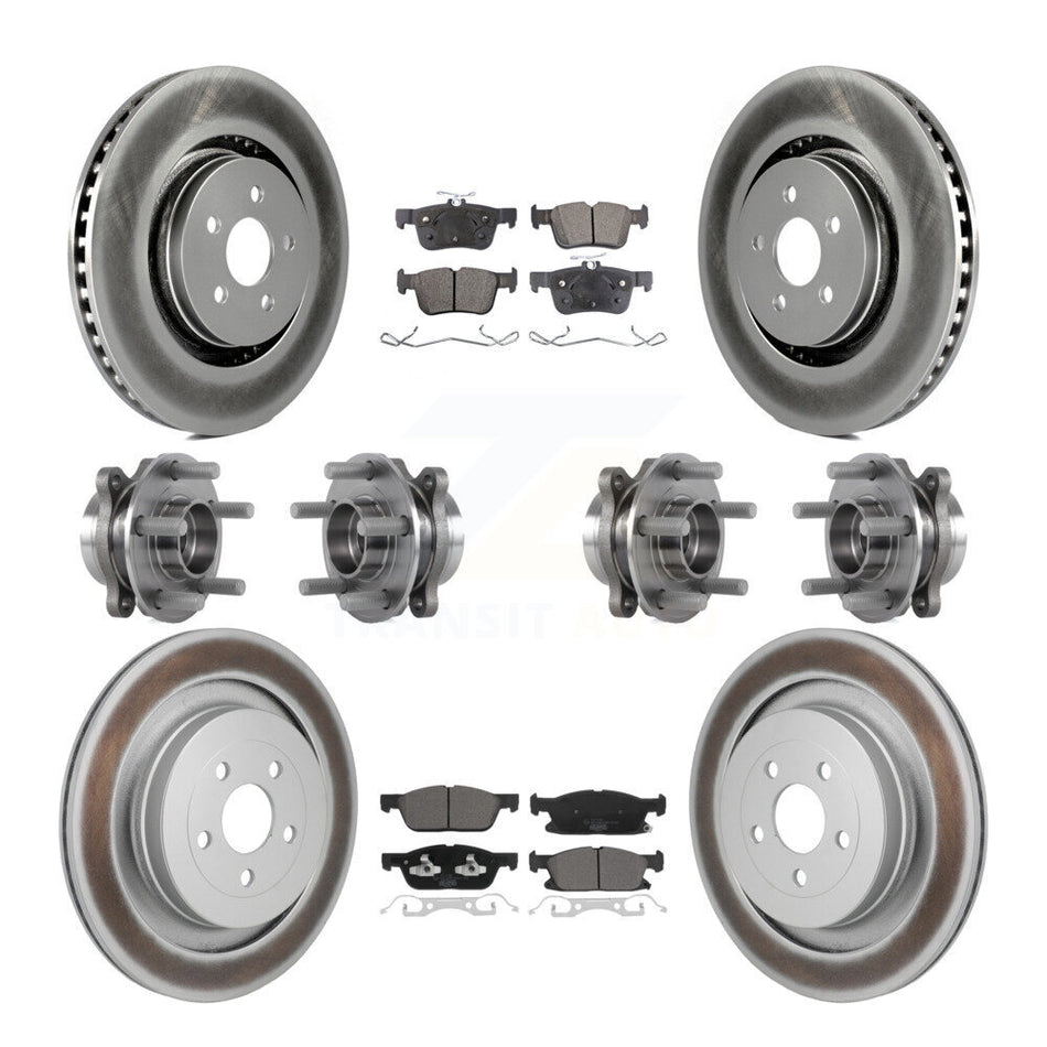 Front Rear Hub Bearing Coat Brake Rotor Pad Kit (10Pc) For 2019-2023 Lincoln Nautilus AWD KBB-129966