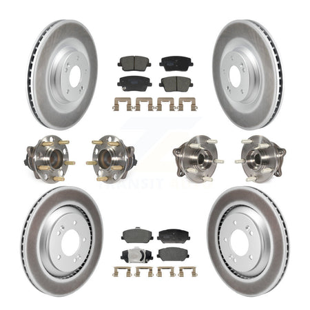 Front Rear Hub Bearing Coated Disc Brake Rotor And Pads Kit (10Pc) For Hyundai Veloster N KBB-130031