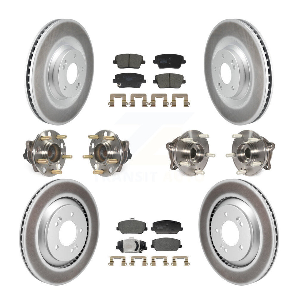 Front Rear Hub Bearing Coated Disc Brake Rotor And Pads Kit (10Pc) For Hyundai Veloster N KBB-130031