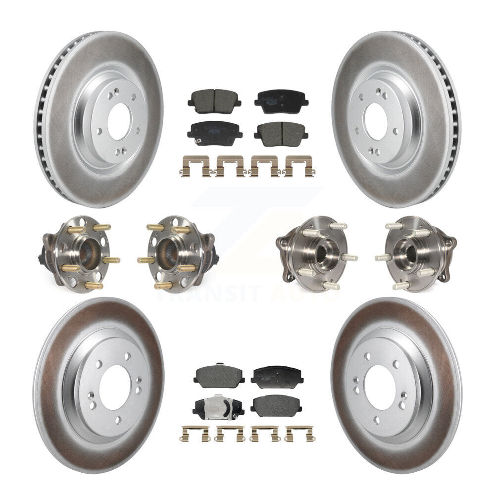 Front Rear Hub Bearing Coated Disc Brake Rotor And Pads Kit (10Pc) For Hyundai Veloster N KBB-130032