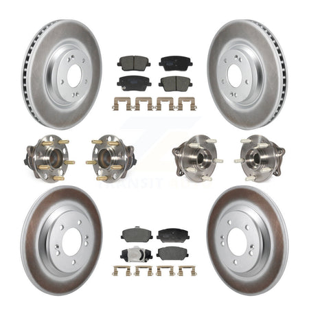 Front Rear Hub Bearing Coated Disc Brake Rotor And Pads Kit (10Pc) For Hyundai Veloster N KBB-130032