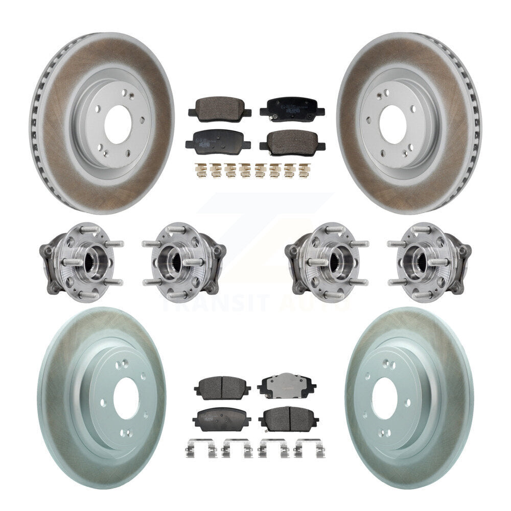 Front Rear Hub Bearing Coated Brake Rotor Pad Kit (10Pc) For Hyundai Santa Fe Kia Sorento KBB-130033