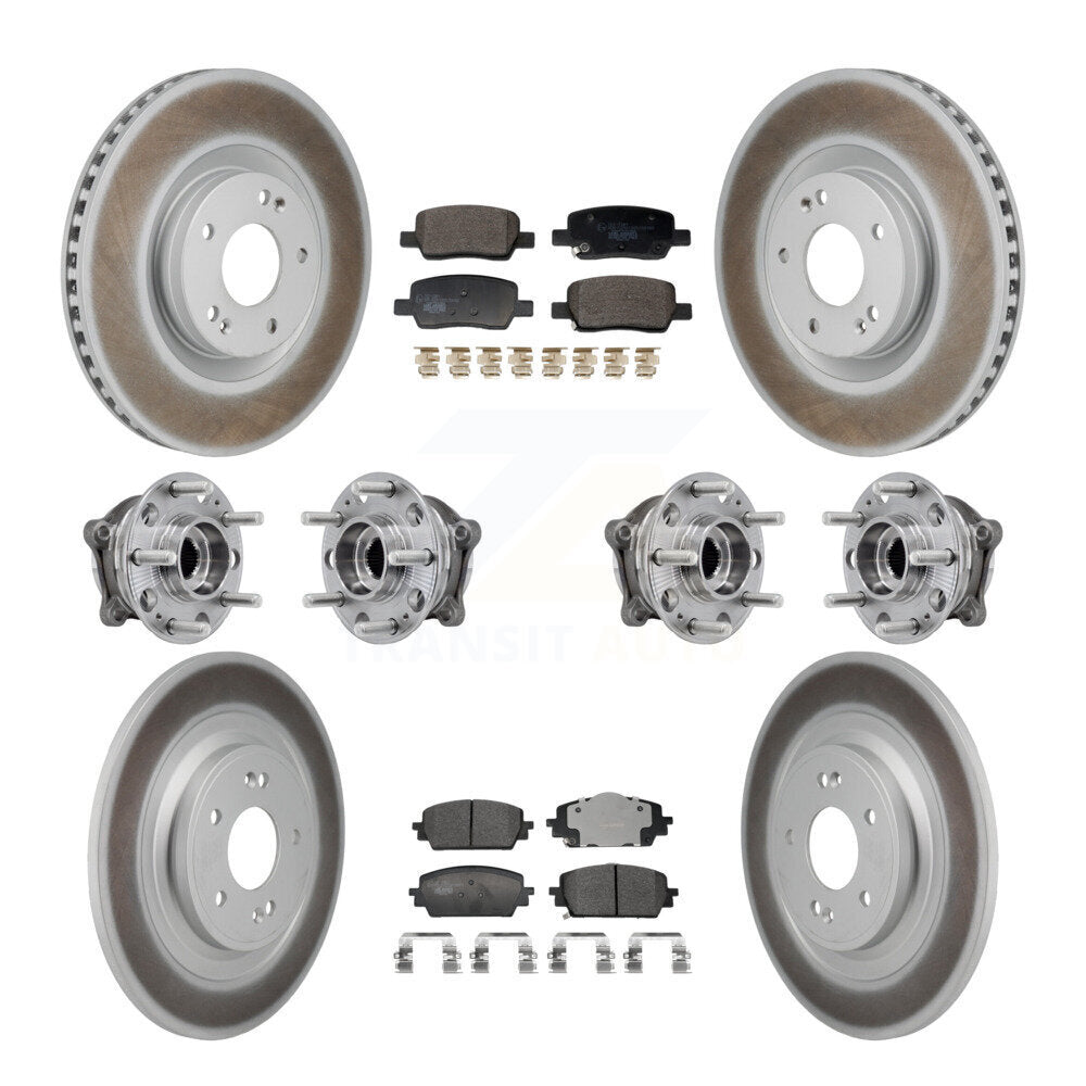 Front Rear Hub Bearing Coated Brake Rotor Pad Kit (10Pc) For 22-24 Hyundai Santa Cruz AWD KBB-130035