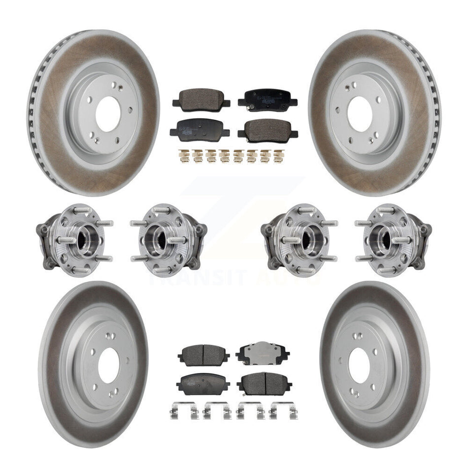 Front Rear Hub Bearing Coated Brake Rotor Pad Kit (10Pc) For 22-24 Hyundai Santa Cruz AWD KBB-130035