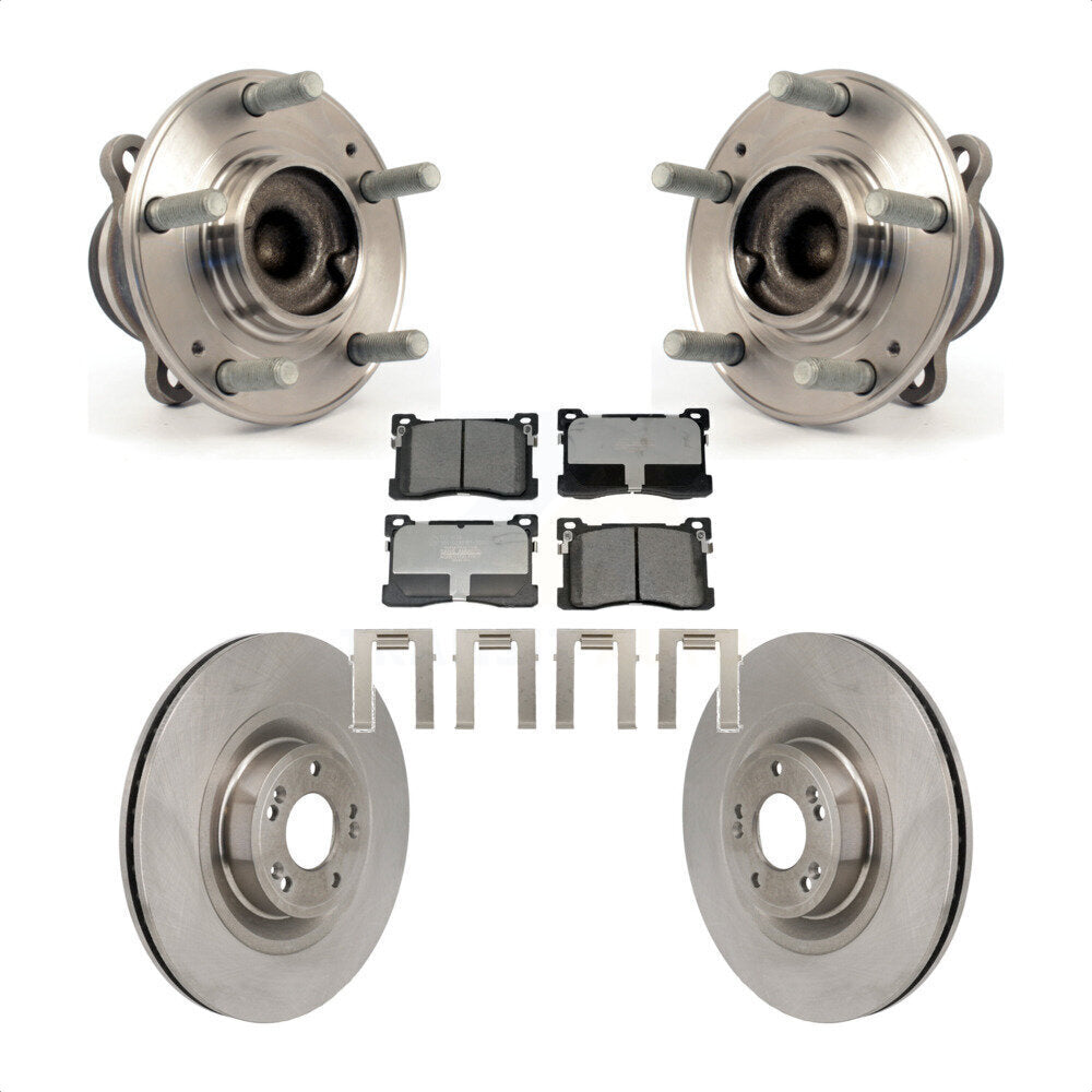 Front Hub Bearing Assembly Disc Brake Rotors And Pads Kit For 2012-2016 Hyundai Equus KBB-130055