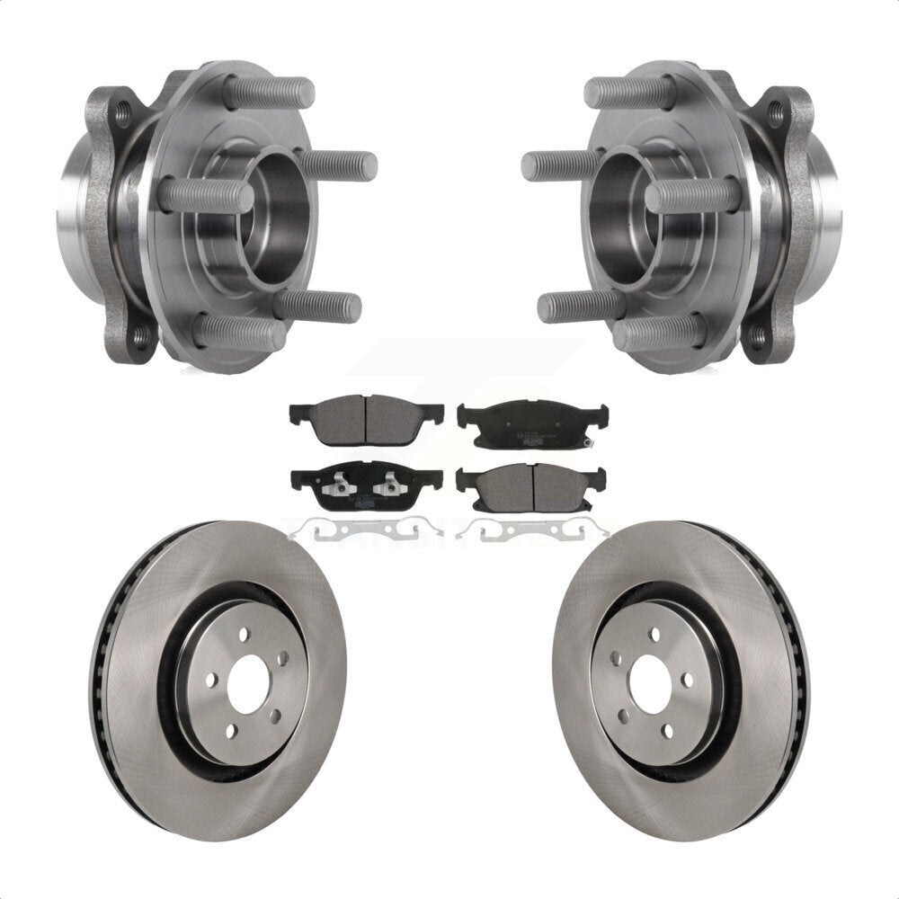 Front Hub Bearing Brake Rotor Pads Kit For 20-24 Ford Edge 2.7L With Red Painted Calipers KBB-130061