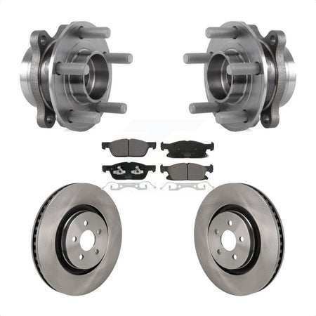 Front Hub Bearing Brake Rotor Pads Kit For 20-24 Ford Edge 2.7L With Red Painted Calipers KBB-130061